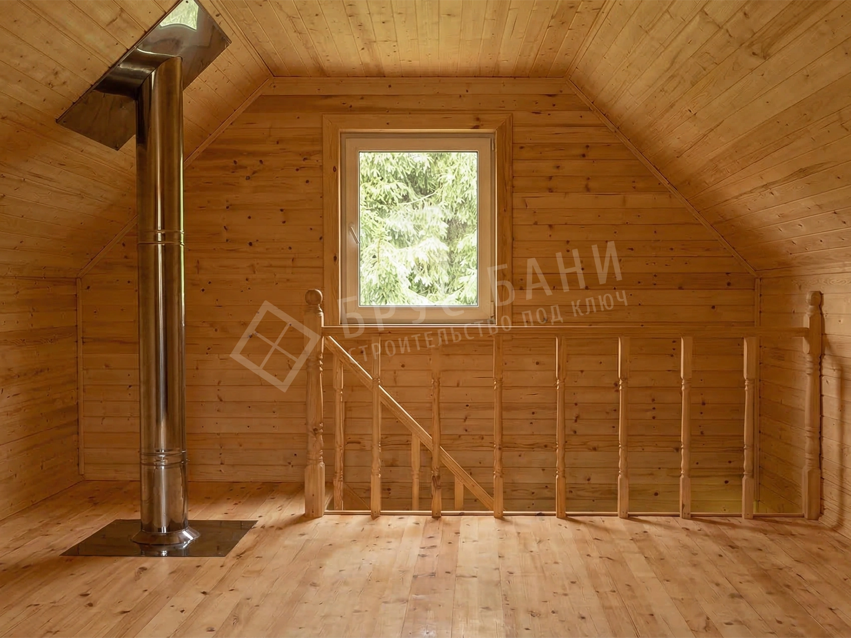 Вид дымохода на мансарде