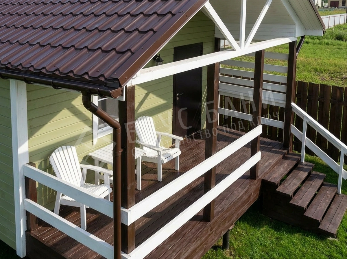 Каркасная баня на винтовых сваях