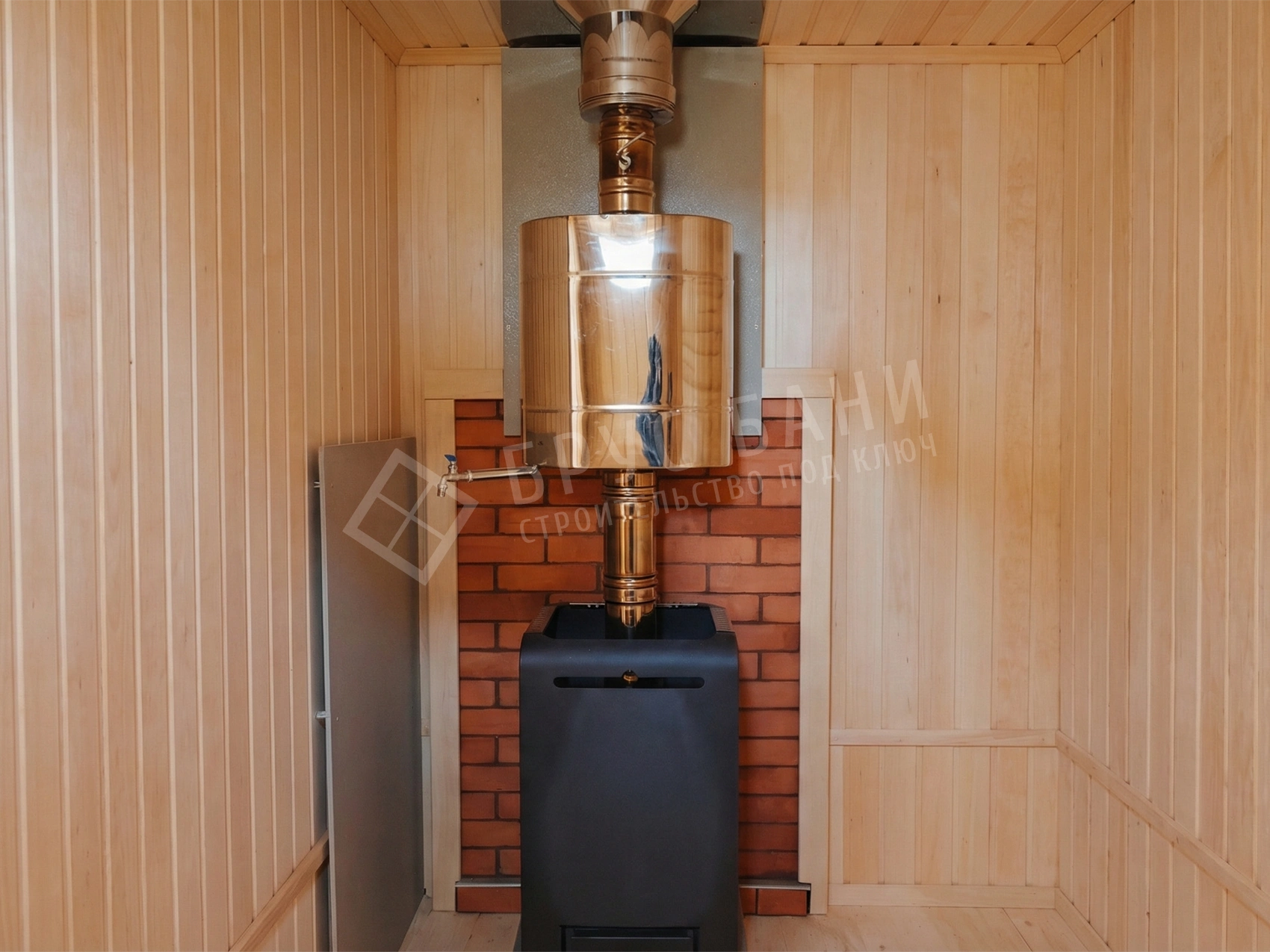 Печь в бане из бруса 4х5