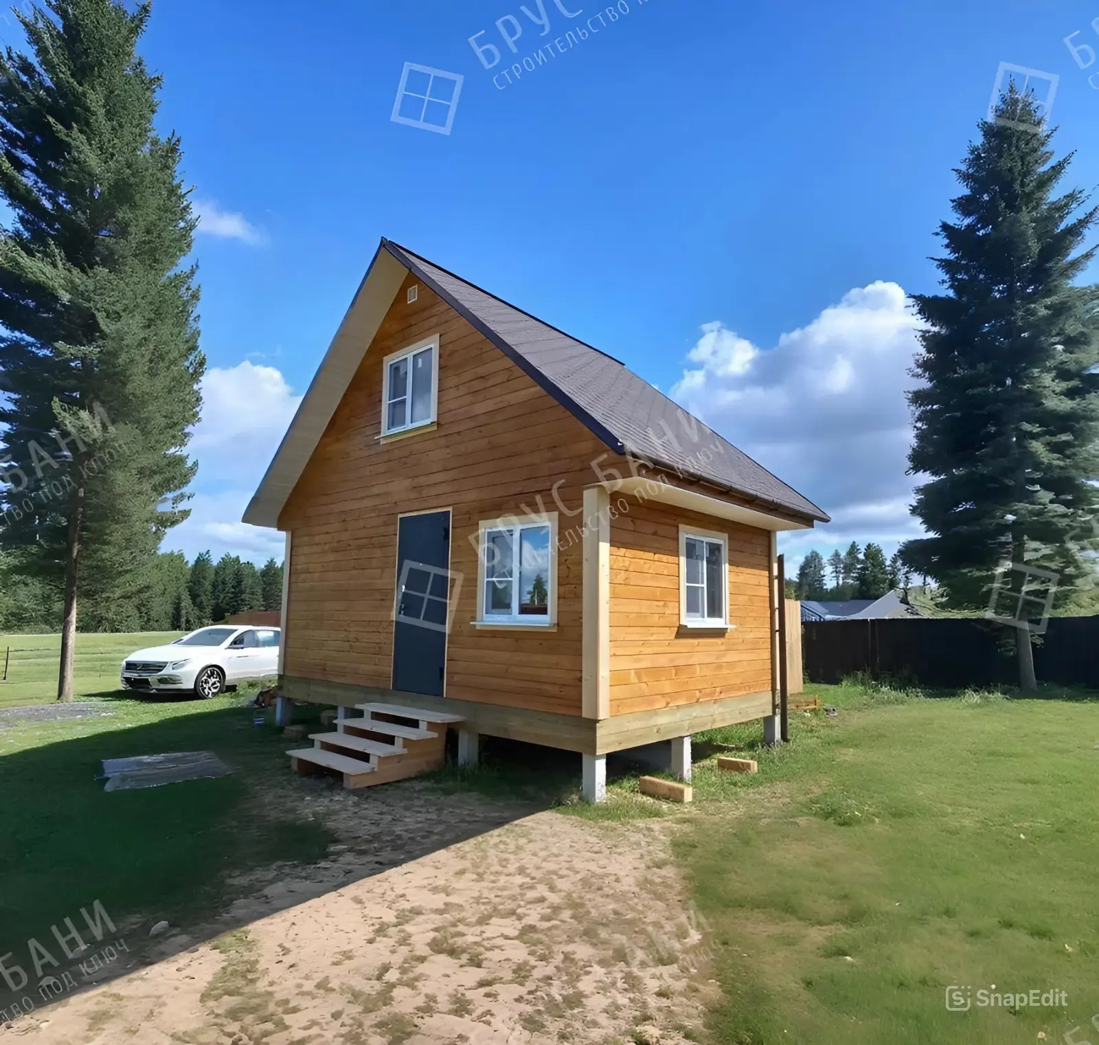 Баня из бруса сбоку