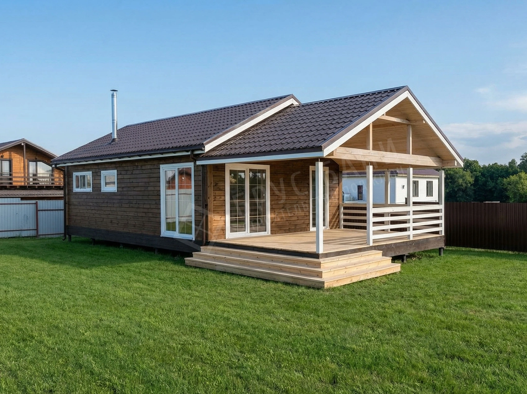 Баня из бруса с террасой