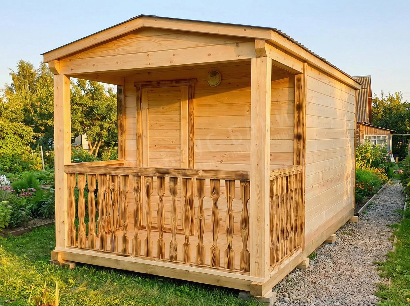 Мобильная баня с террасой