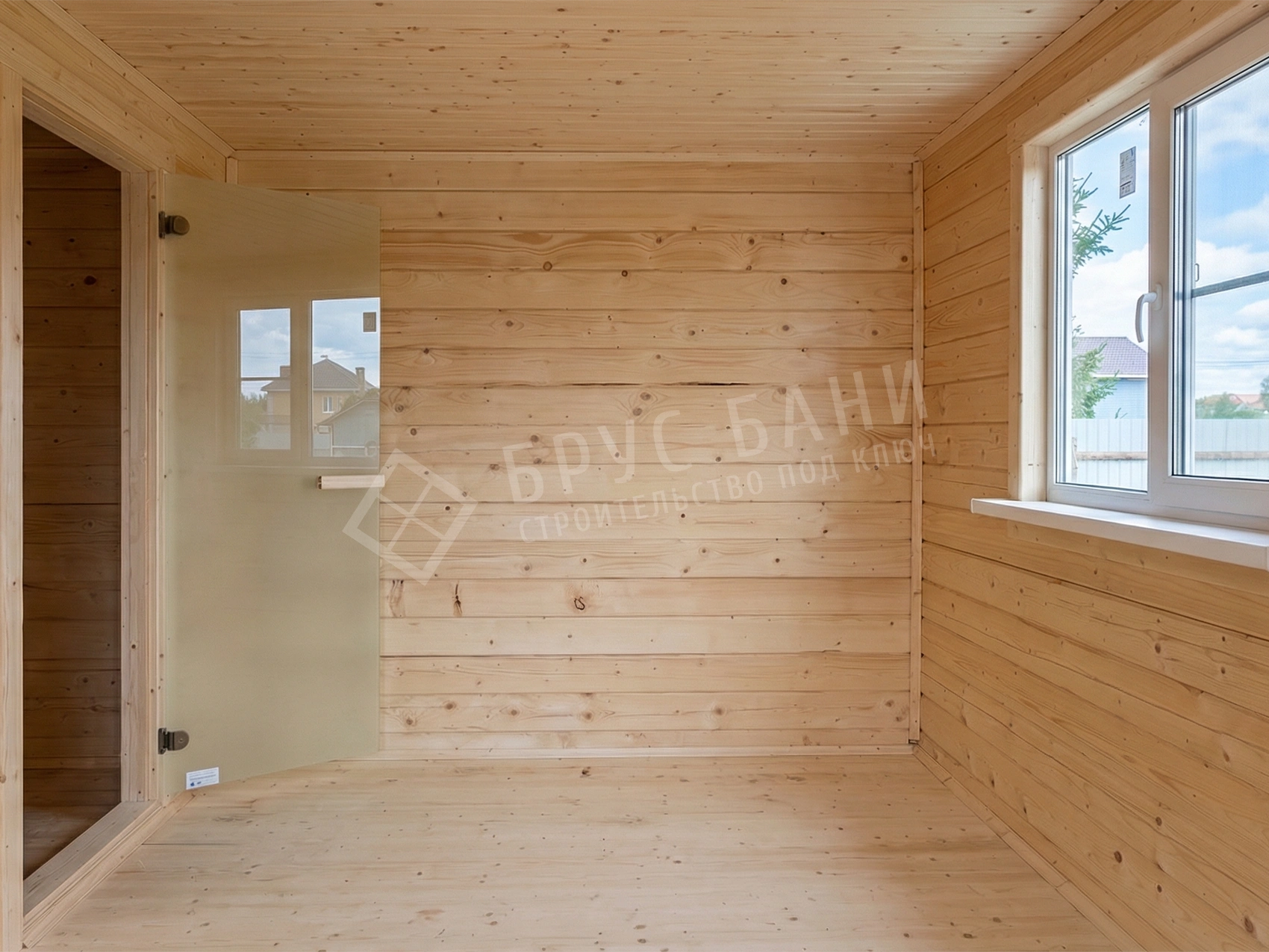 Внутренняя отделка в бане из бруса 4х5