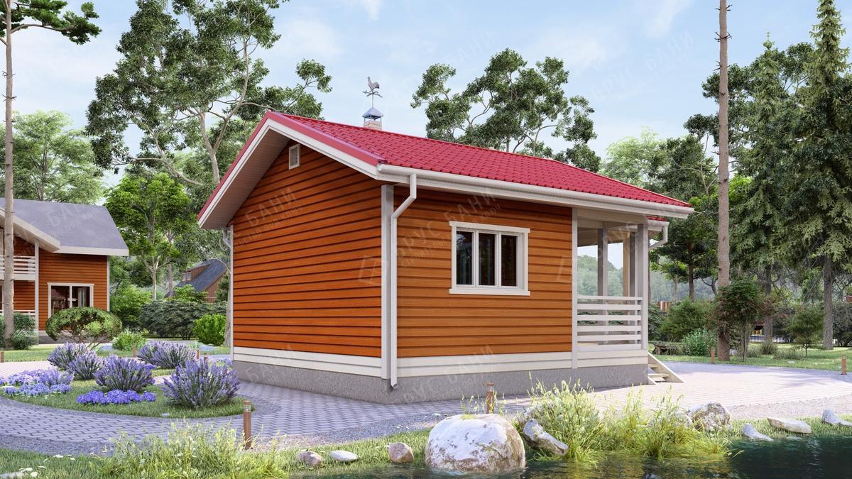 Баня из бруса 6x8 - фотография справа