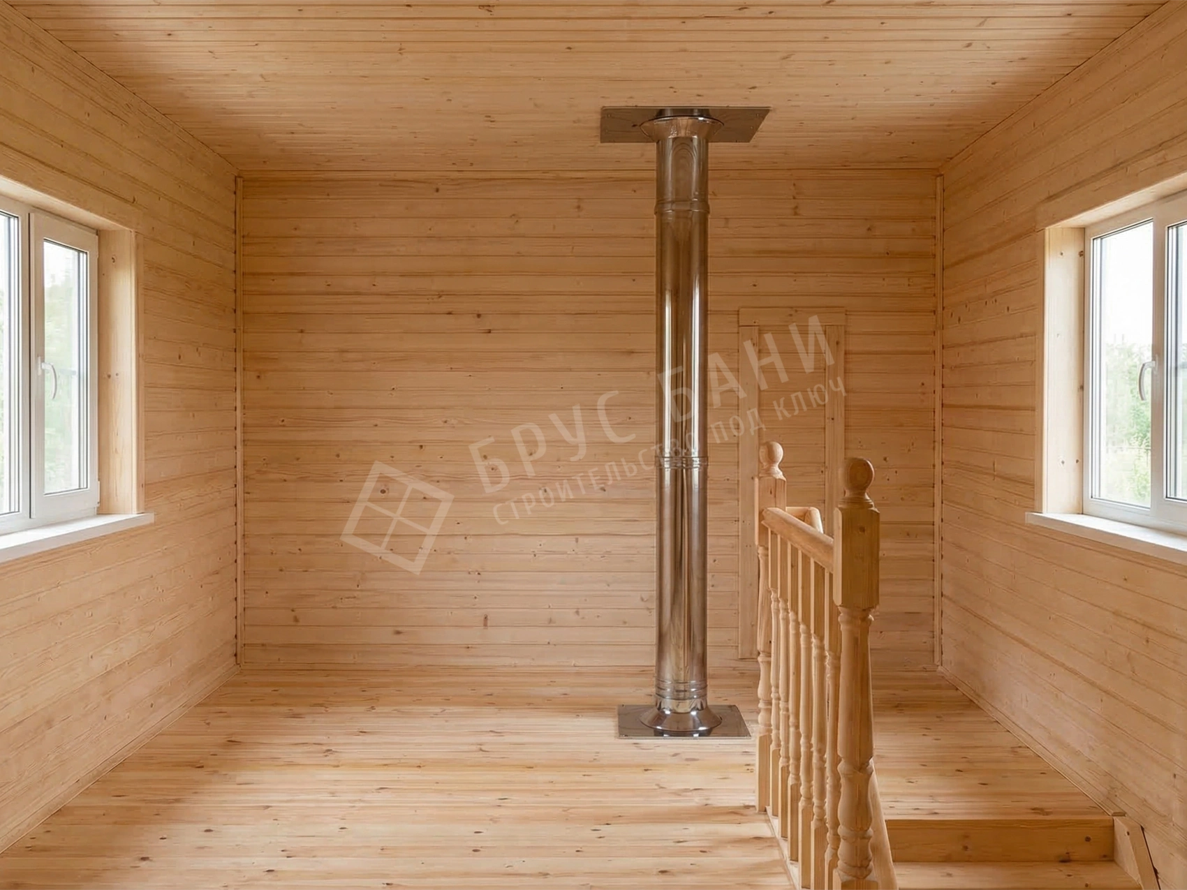 Ограждение второго этажа в бане