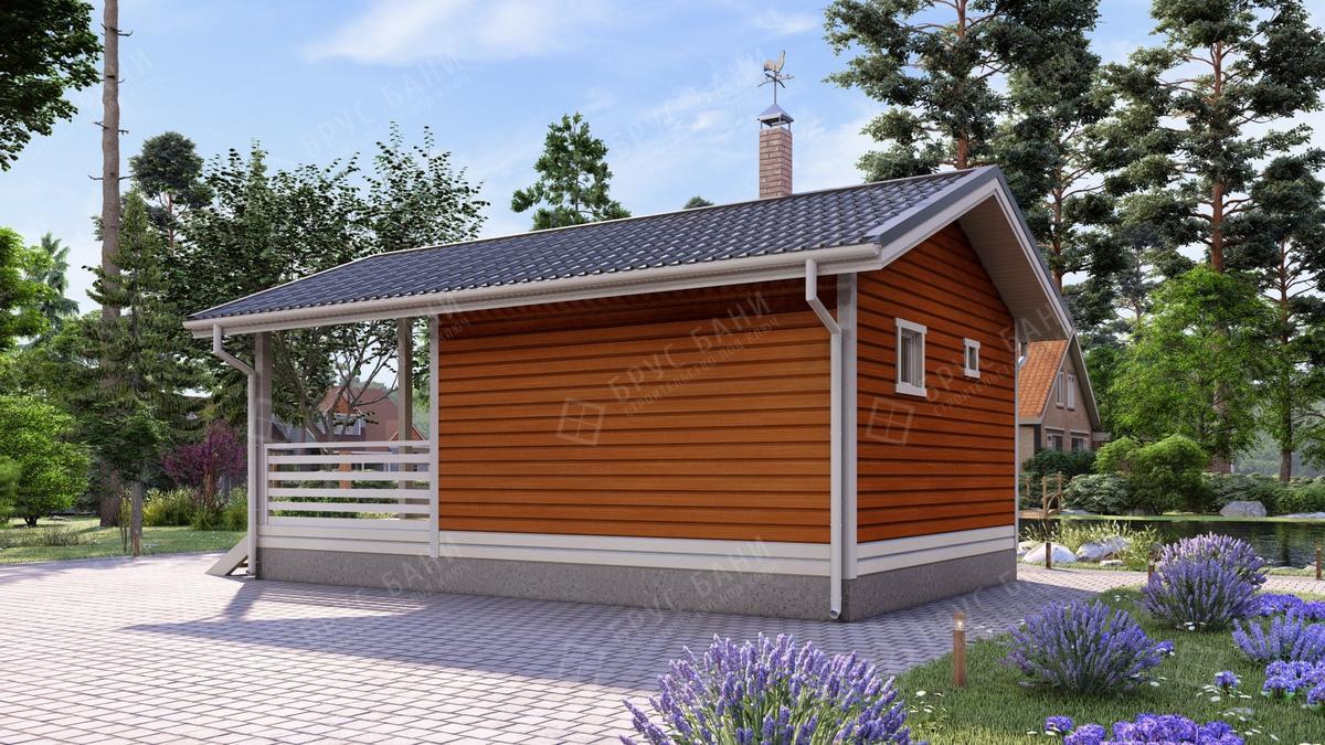 Каркасная баня 5x8 - фотография сзади