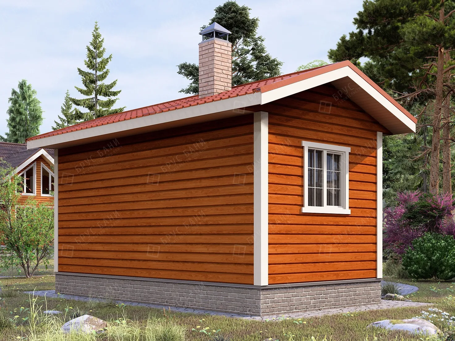 Баня из бруса 3x6 - фотография справа