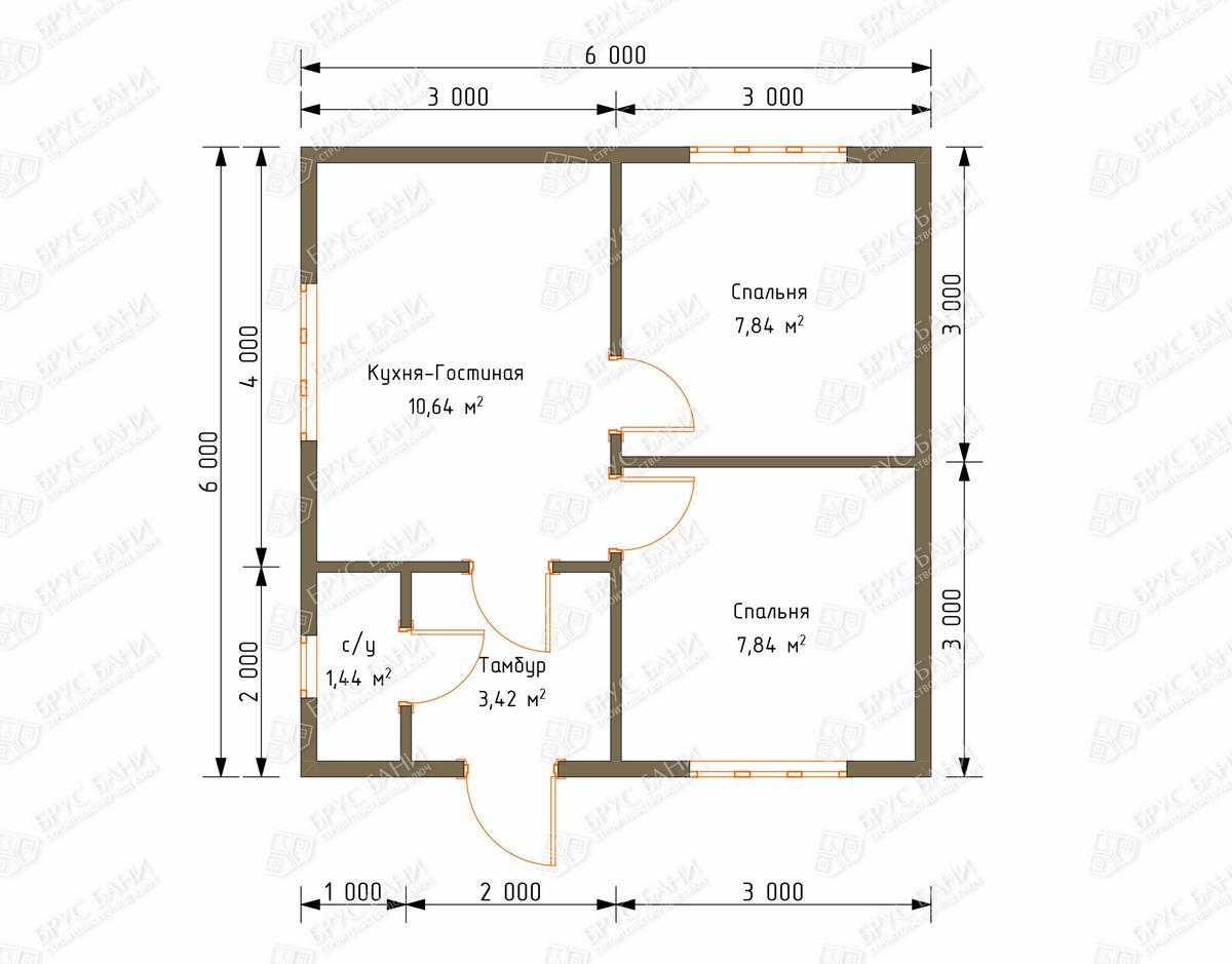 Дом из бруса 6x6 - схема