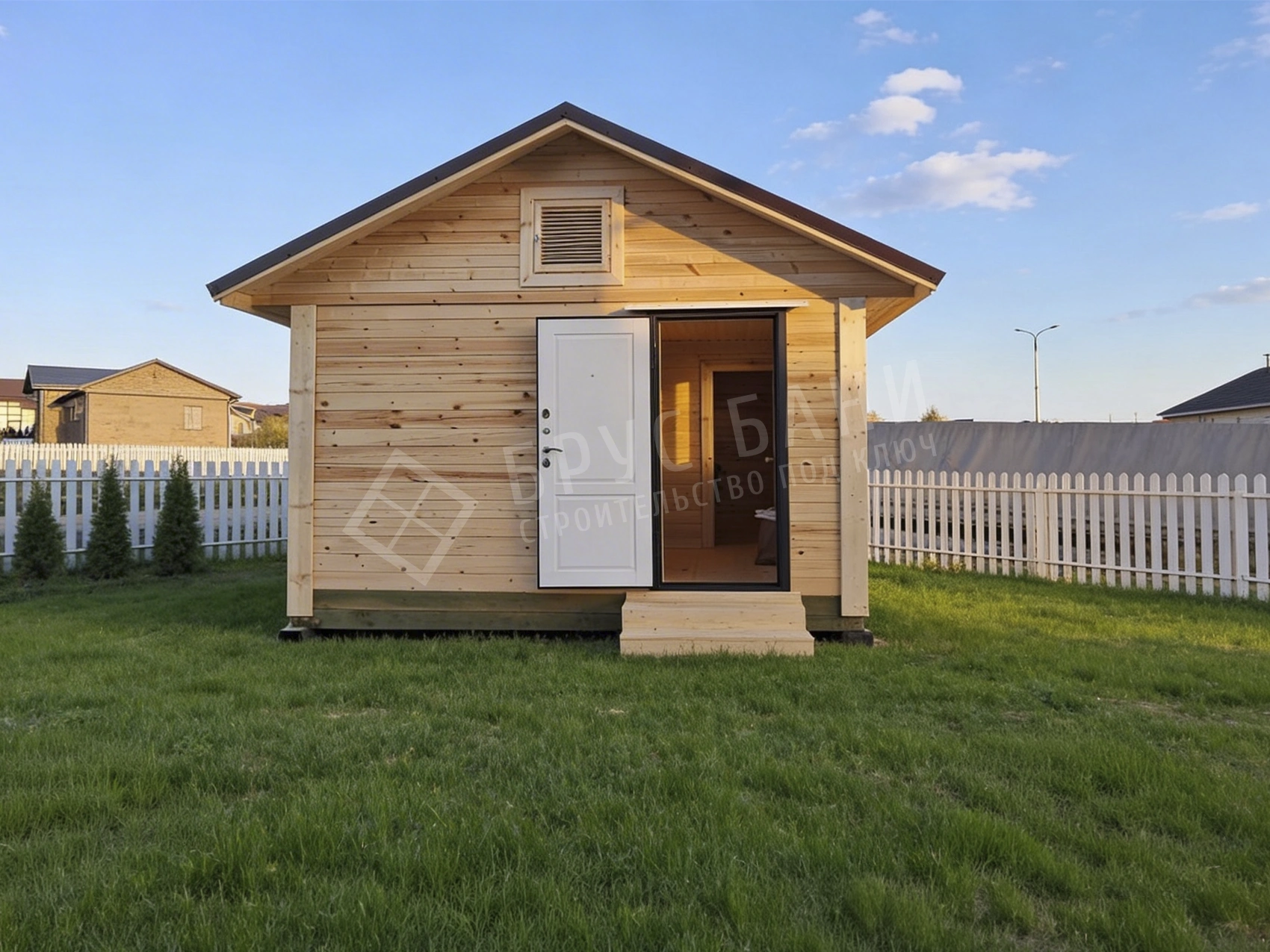 Вход в баню из бруса