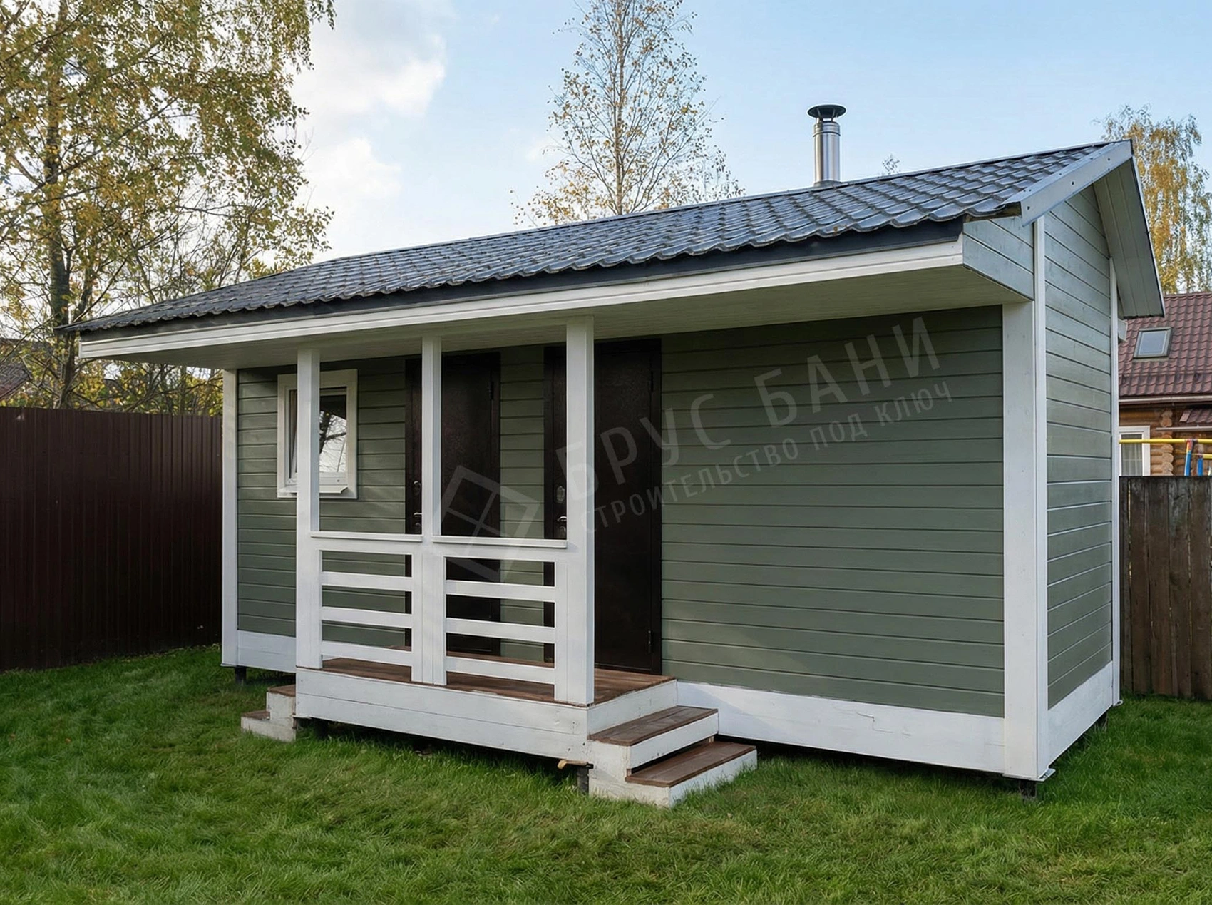 Баня из бруса вид сбоку