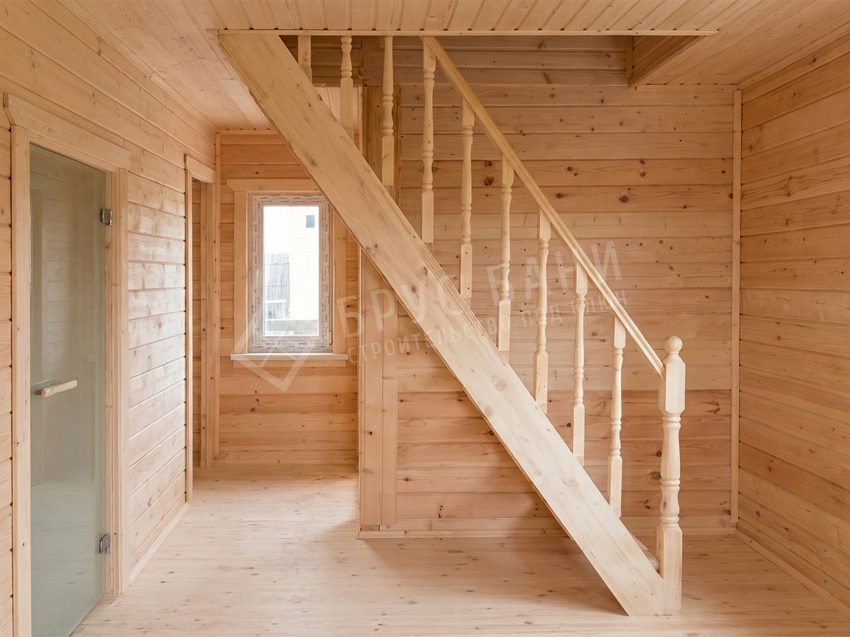Лестница в бане из бруса 6х8,5
