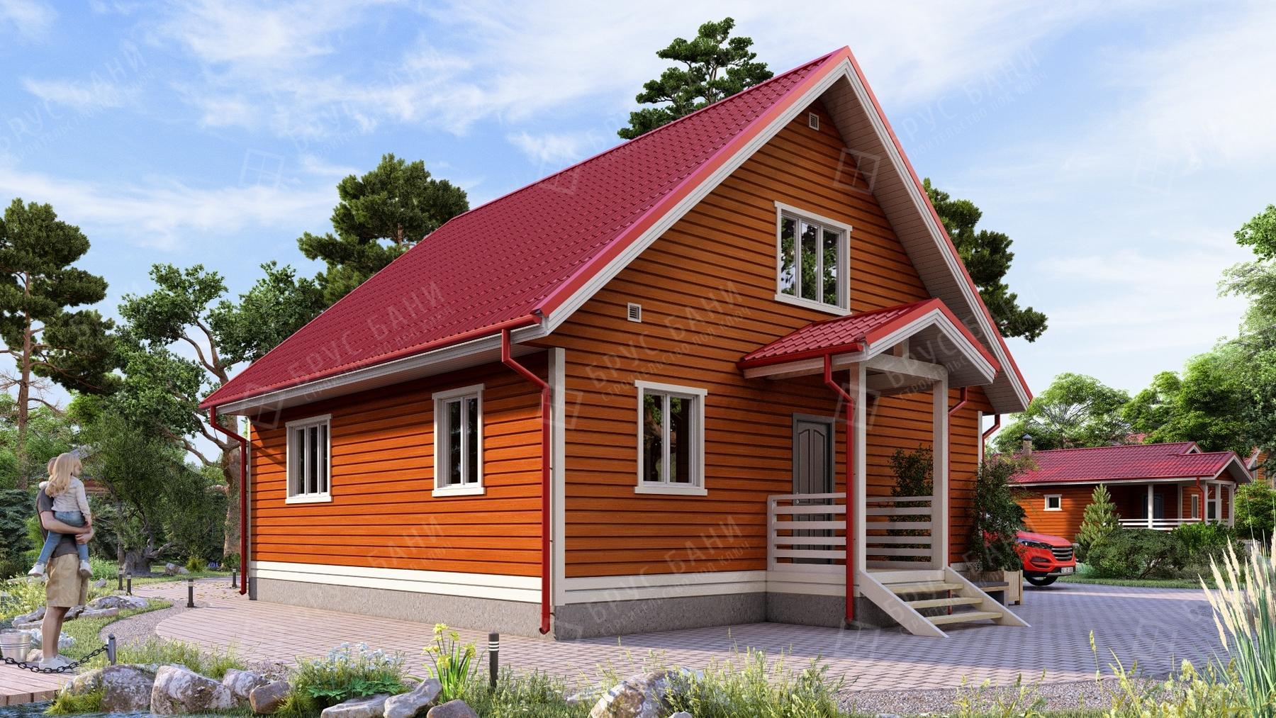 Каркасный дом 9x9 - фотография слева