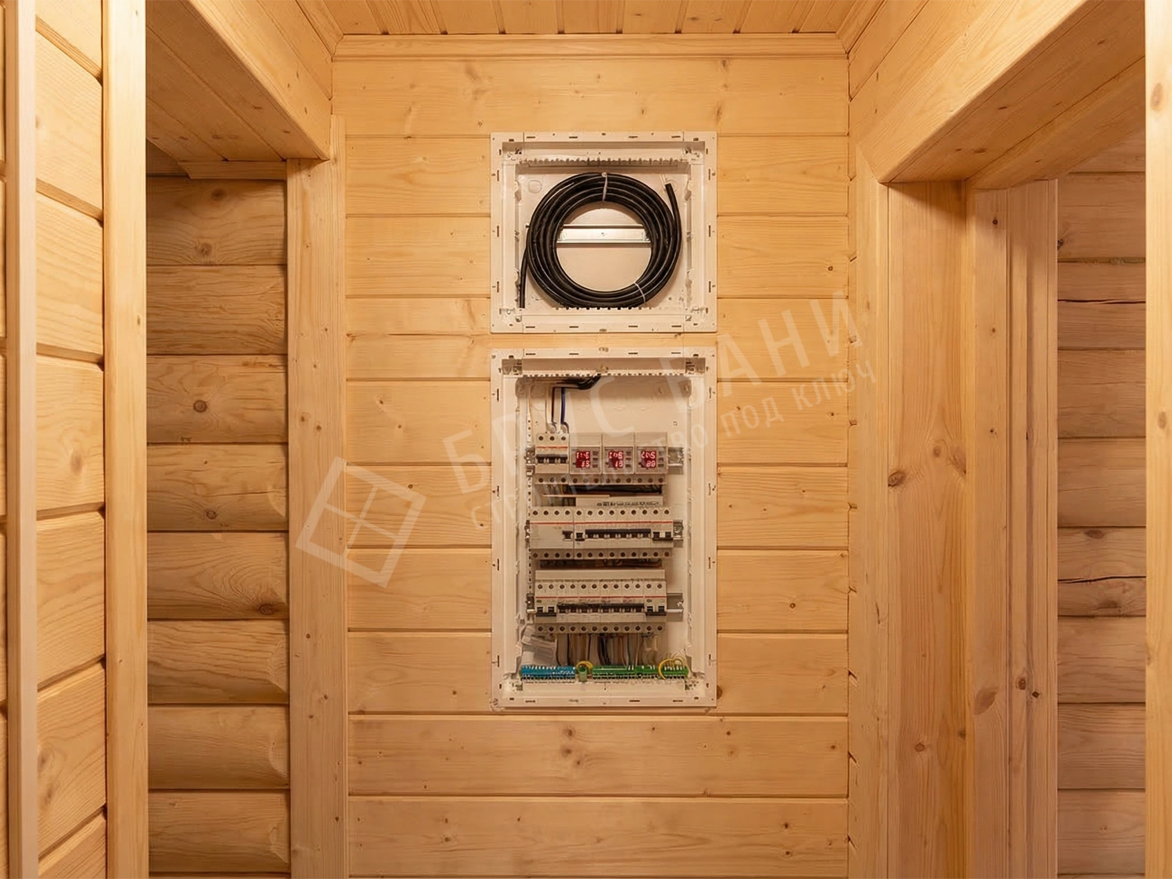 Электромонтаж щита в бане