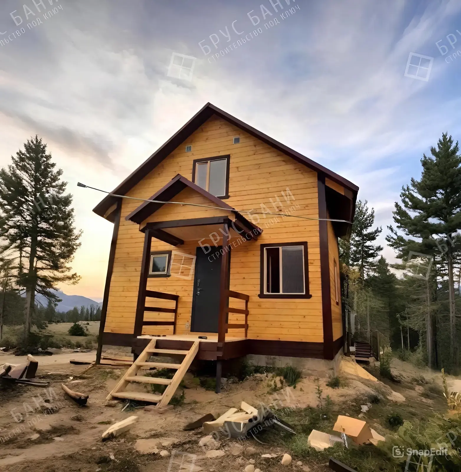 Баня из бруса с мансардой