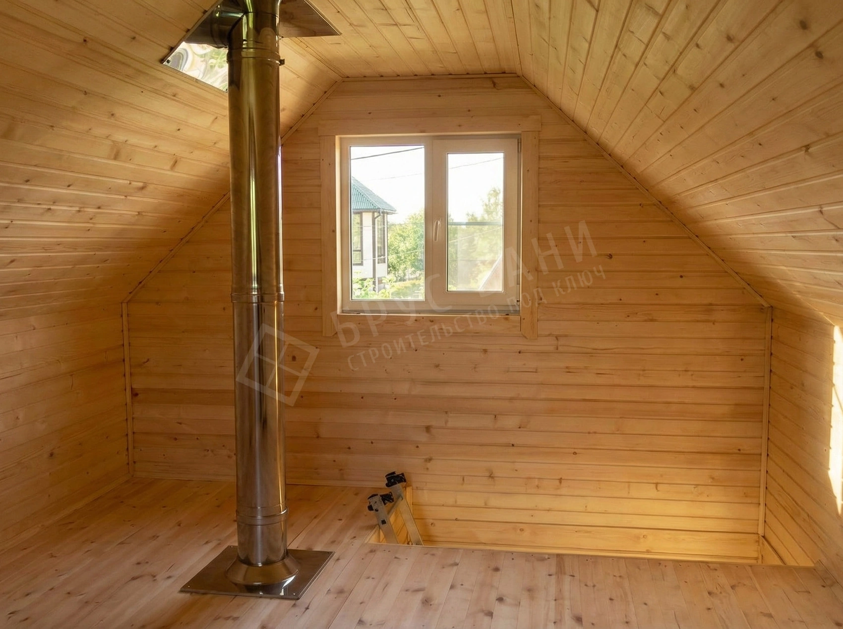 Мансарда,вывод трубы в крышу