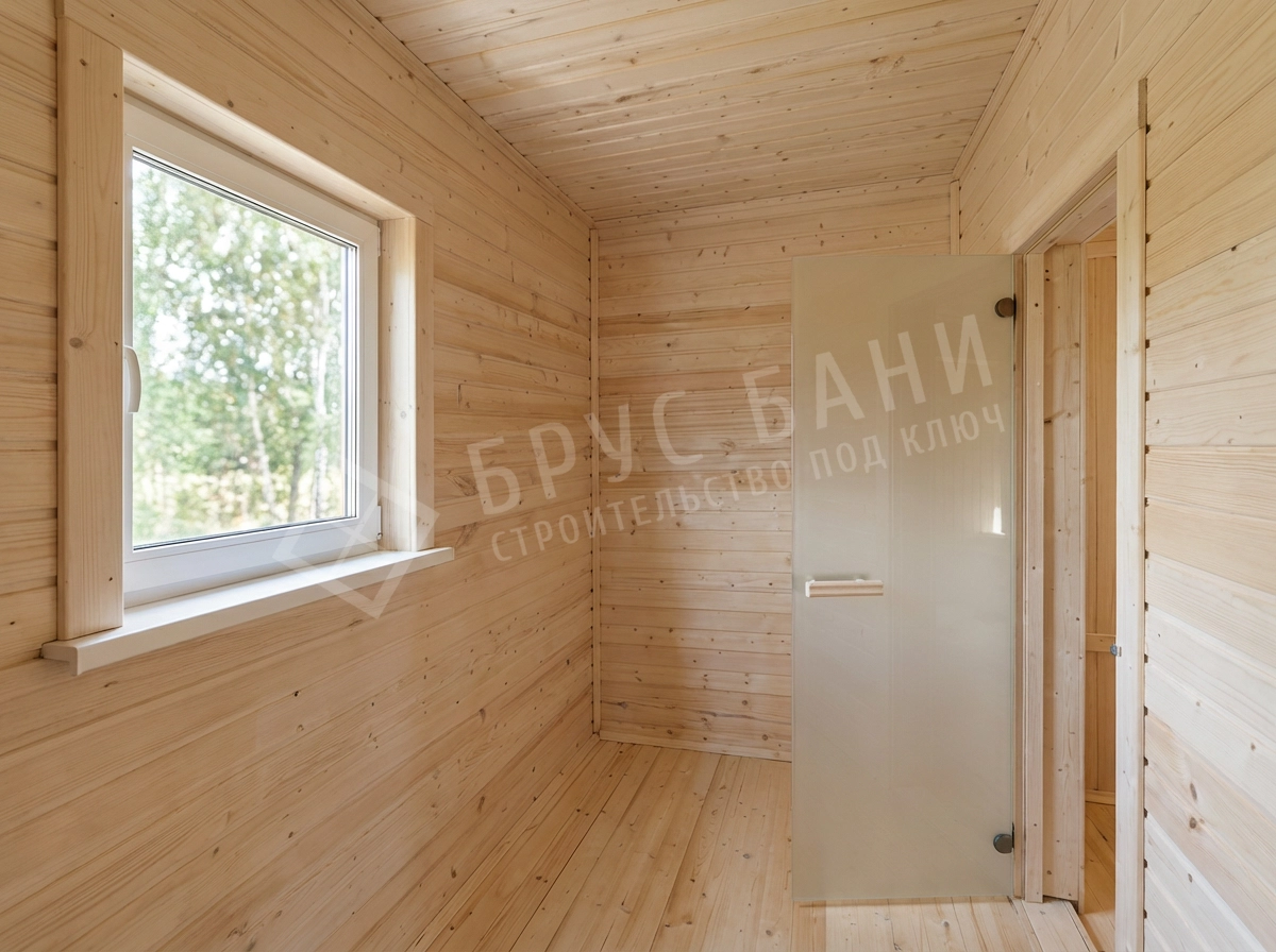 Дверь в парную в каркасной бане 6х6