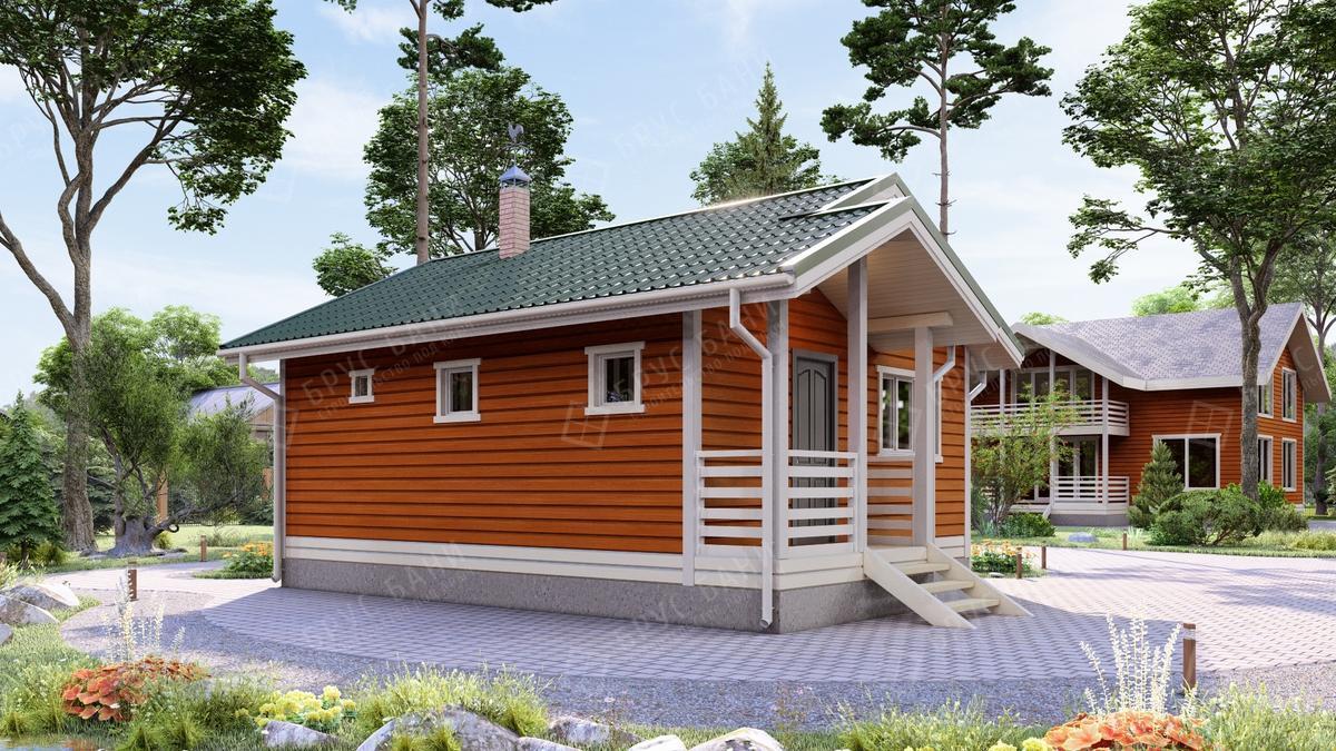 Баня из бруса 6x7 - фотография слева