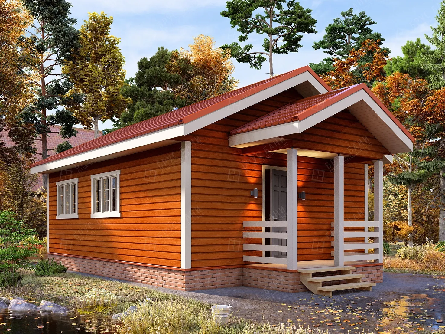 Каркасная баня 6x8