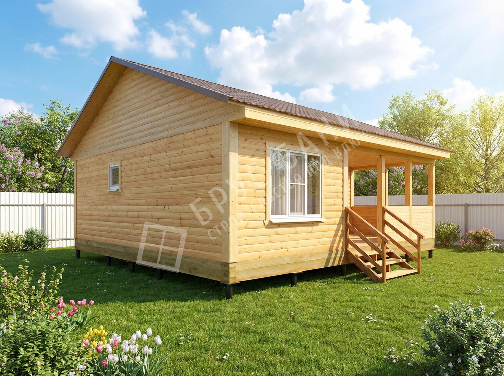 Дом из бруса с террасой