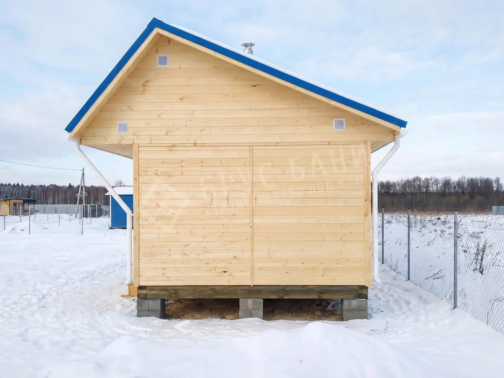 Каркасная баня вид сбоку