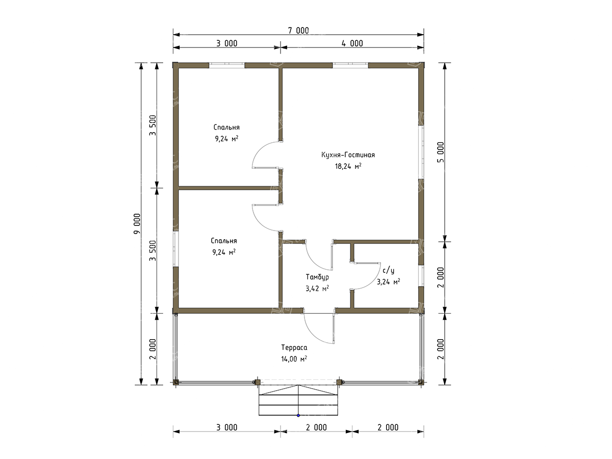 Дом из бруса 7x9 - схема