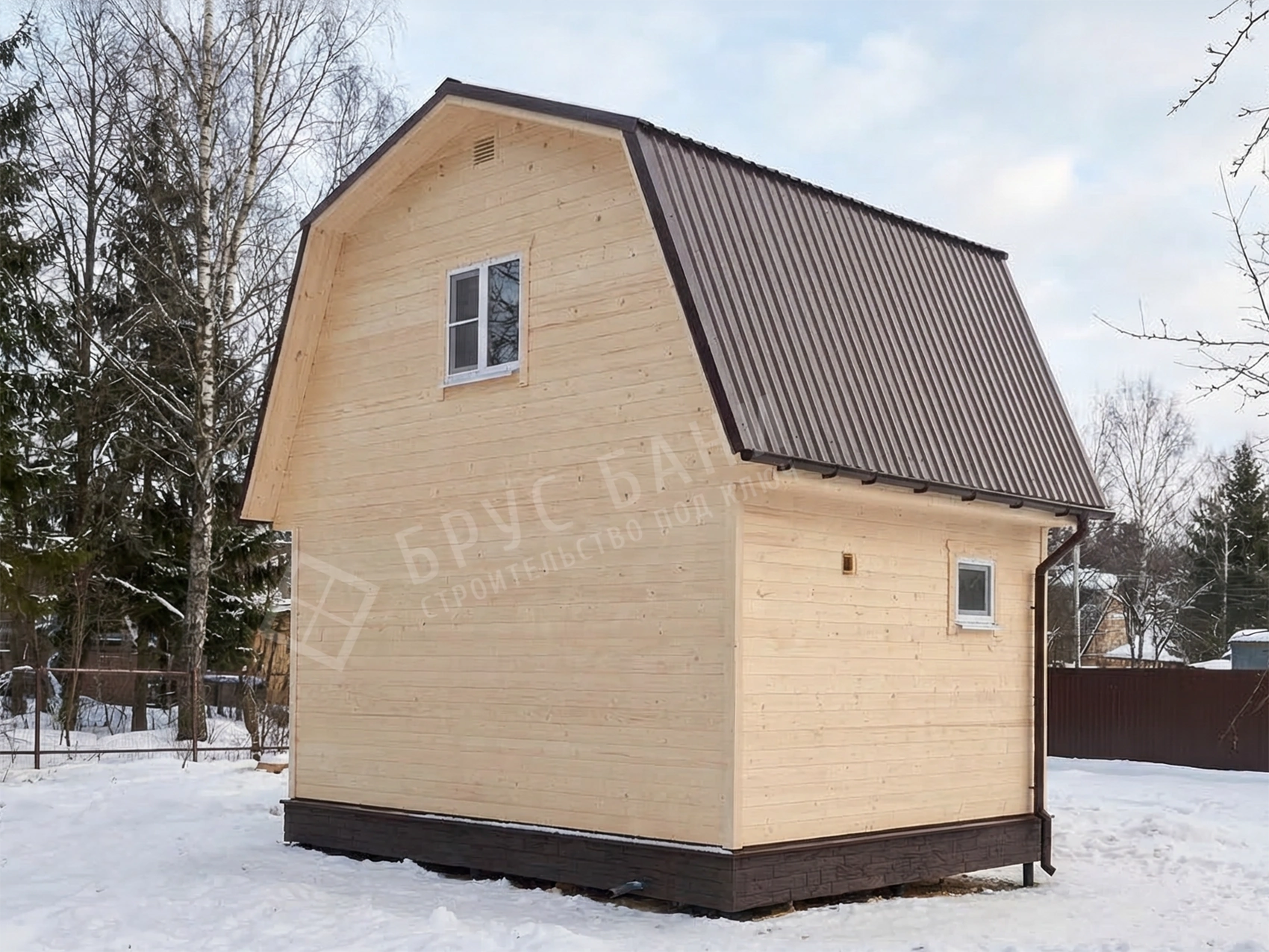 Каркасная баня вид сбоку