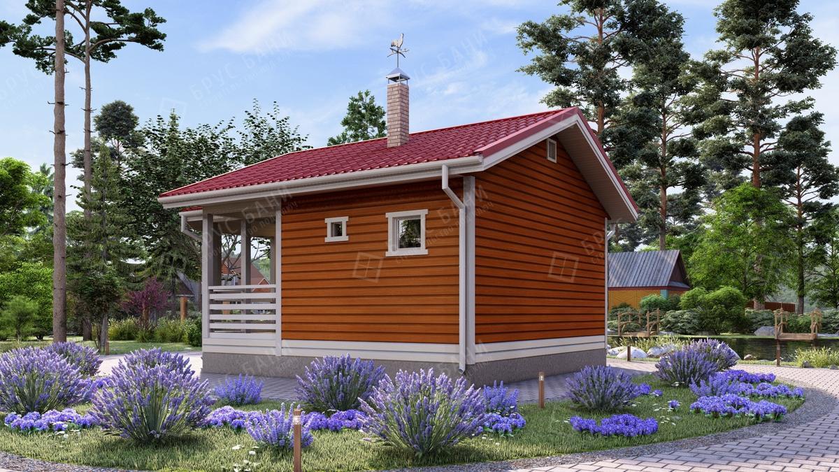 Баня из бруса 6x8 - фотография сзади
