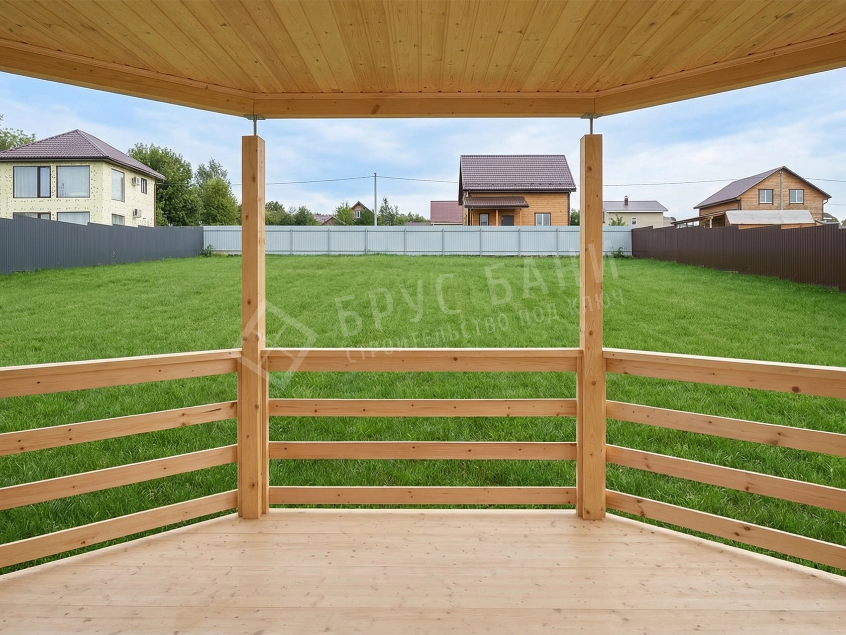 Терраса у бани из бруса 6х6