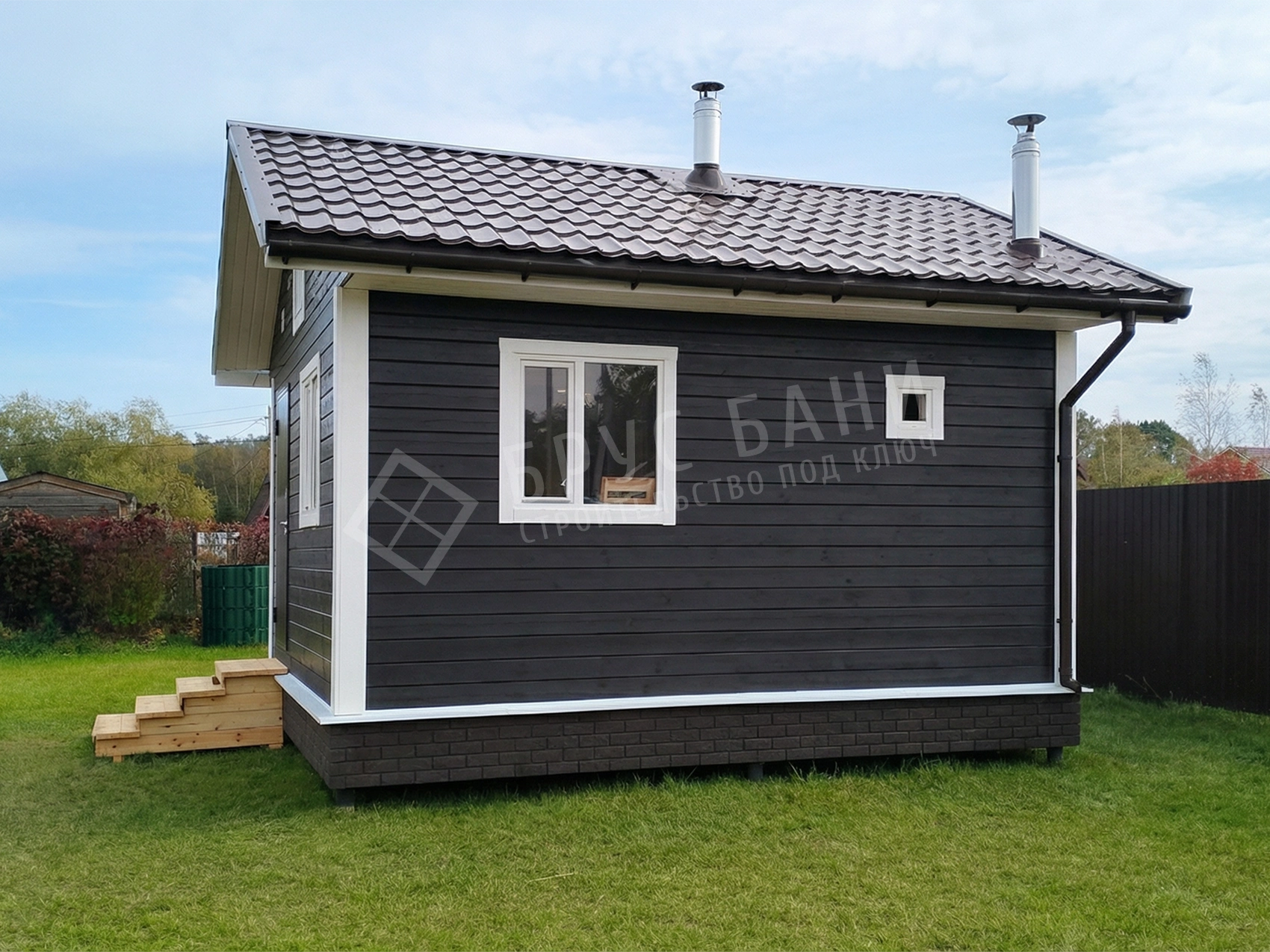 Баня из бруса вид сбоку