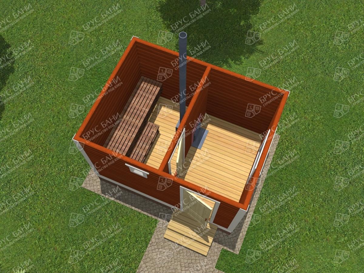 Каркасная баня 3x4 - планировка первого этажа