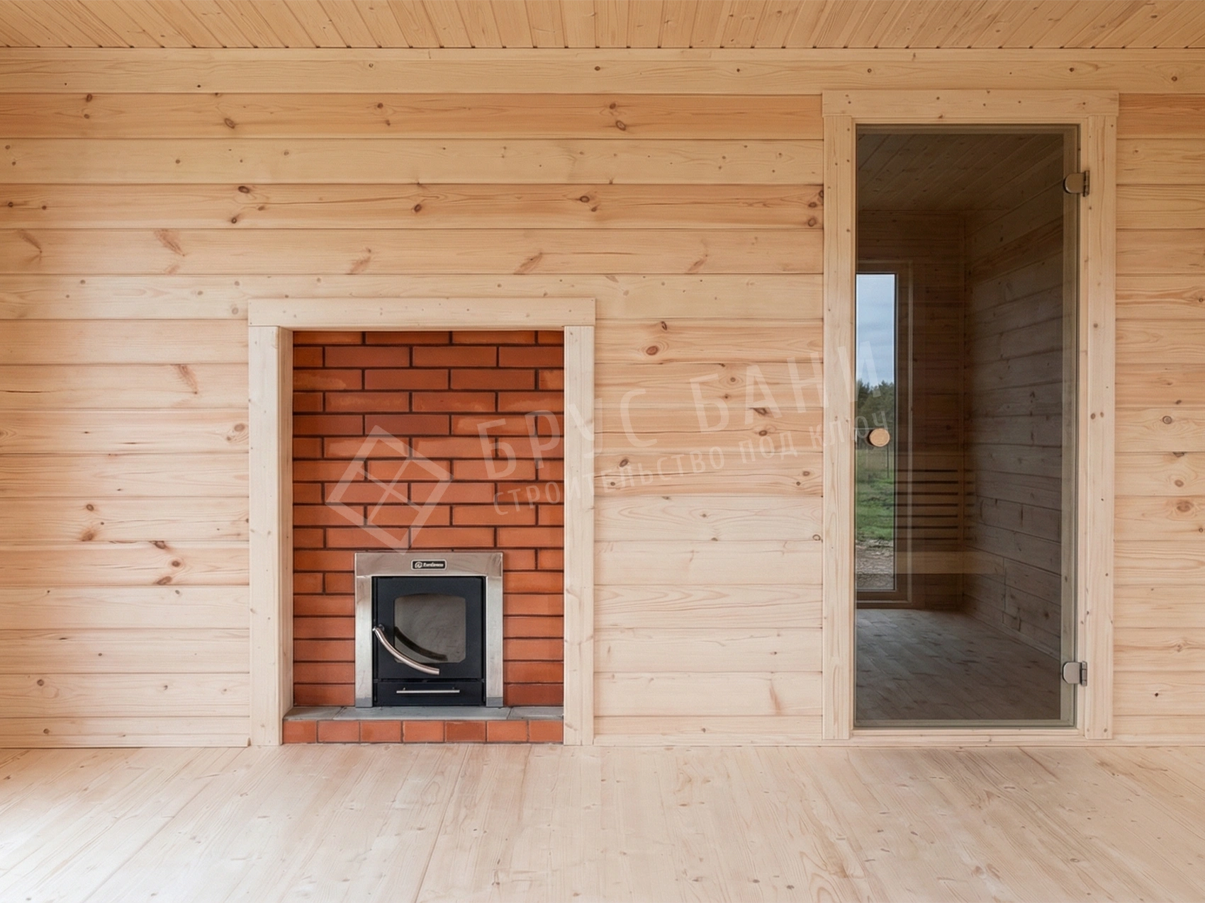 Внутренняя отделка в бане из бруса 4х5