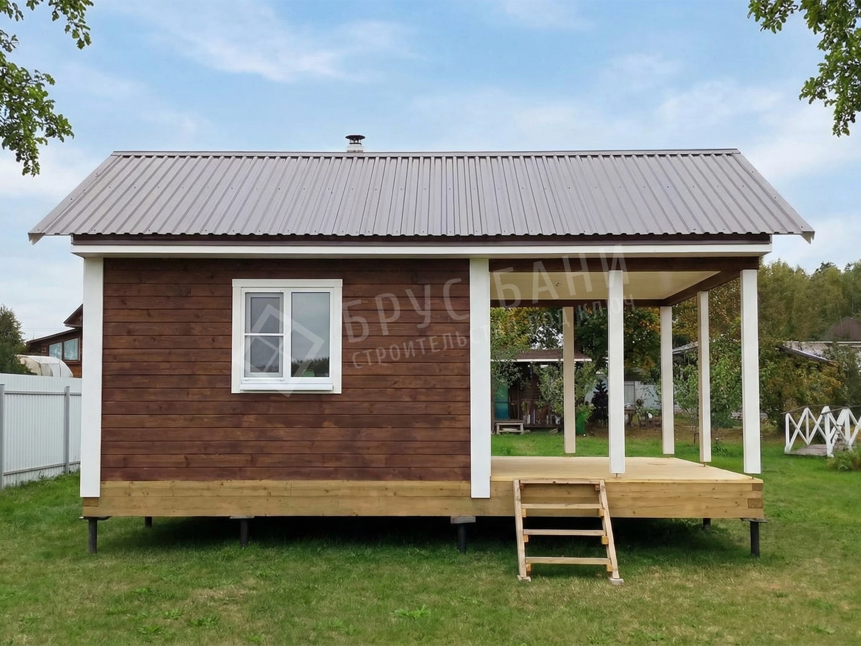 Баня из бруса 4х7 с террасой