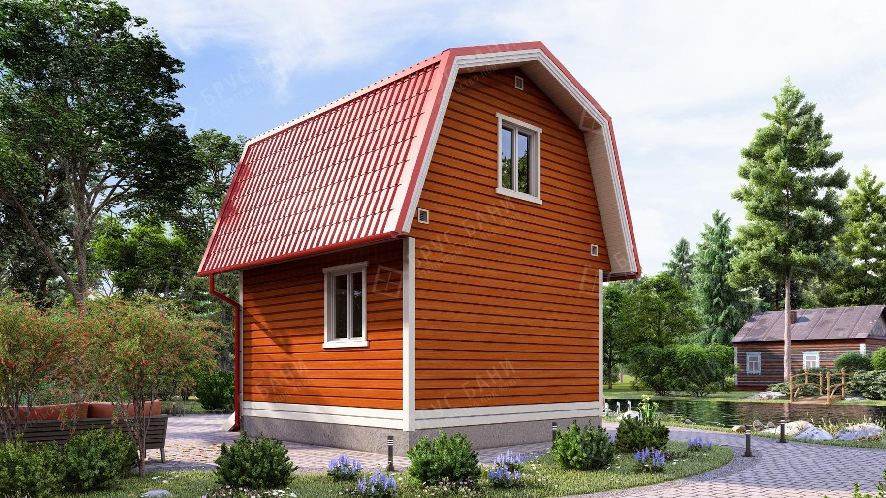 Каркасный дом 5x5 - фотография сзади