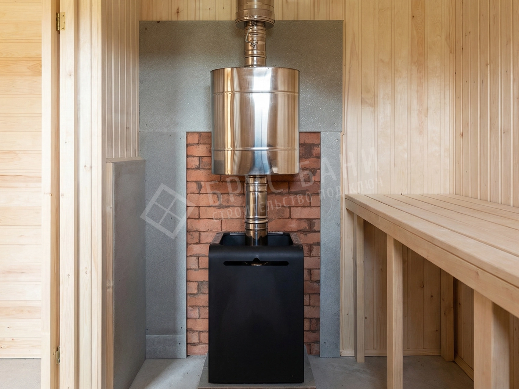 печь в бане из бруса 6х6