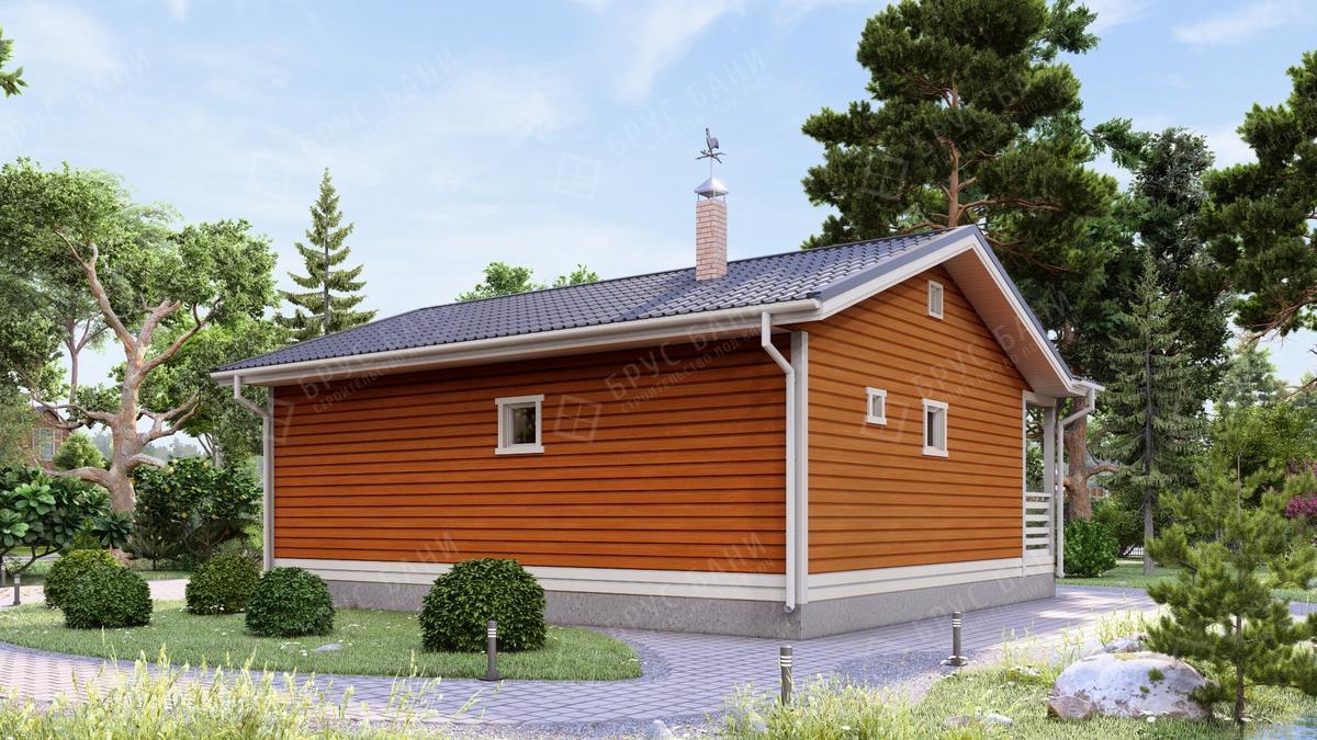 Каркасная баня 7x9 - фотография сзади