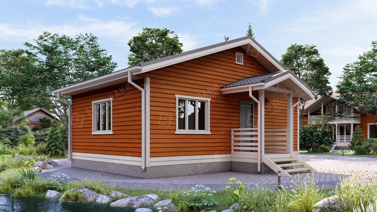 Баня из бруса 9x6 - фотография слева