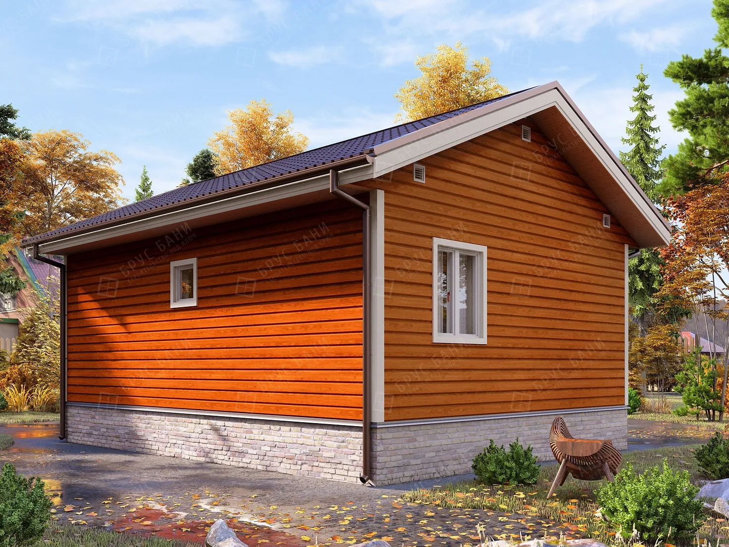 Дом из бруса 6x8 - фотография сзади