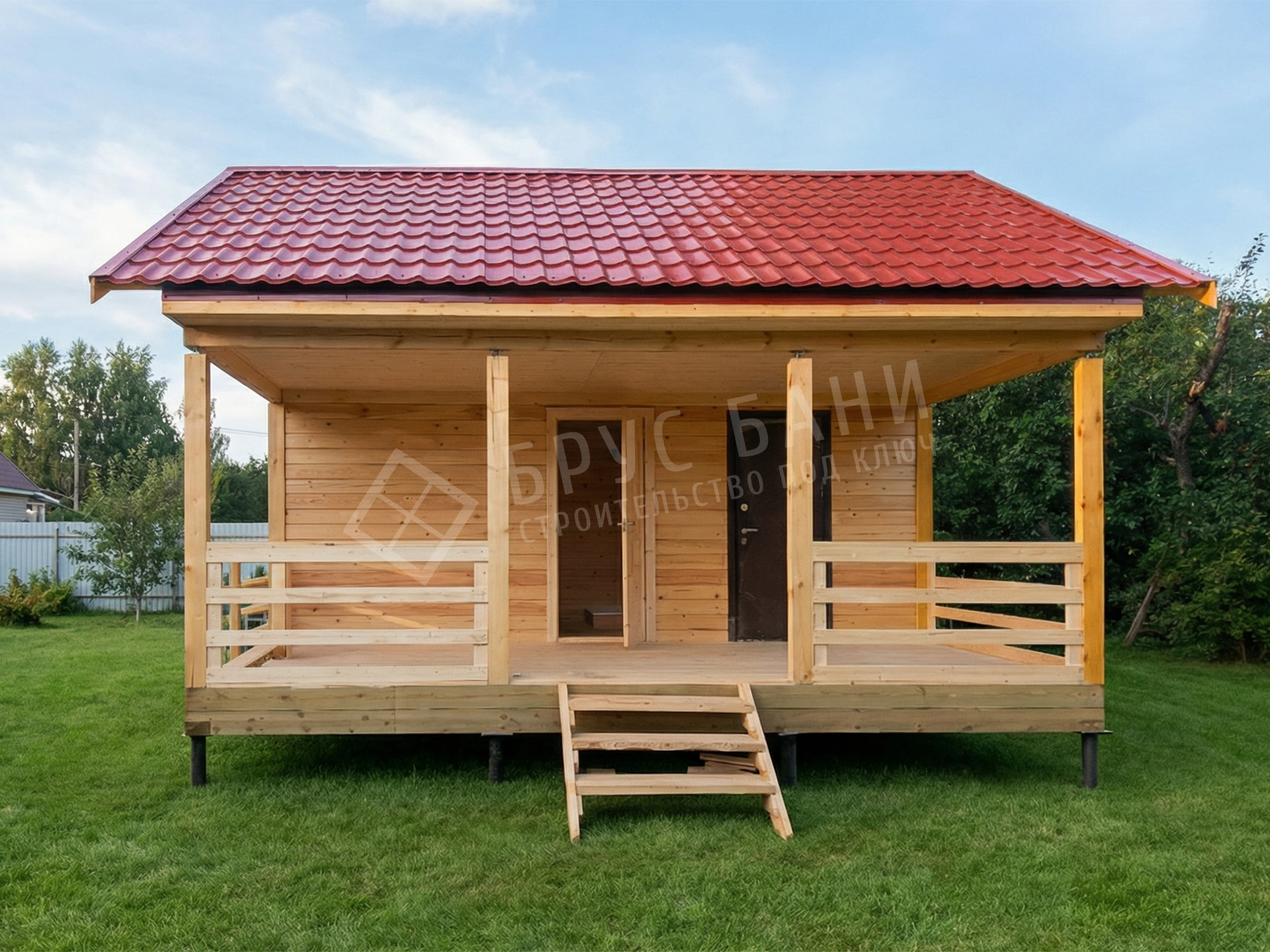 Баня из бруса 5х6 с террасой
