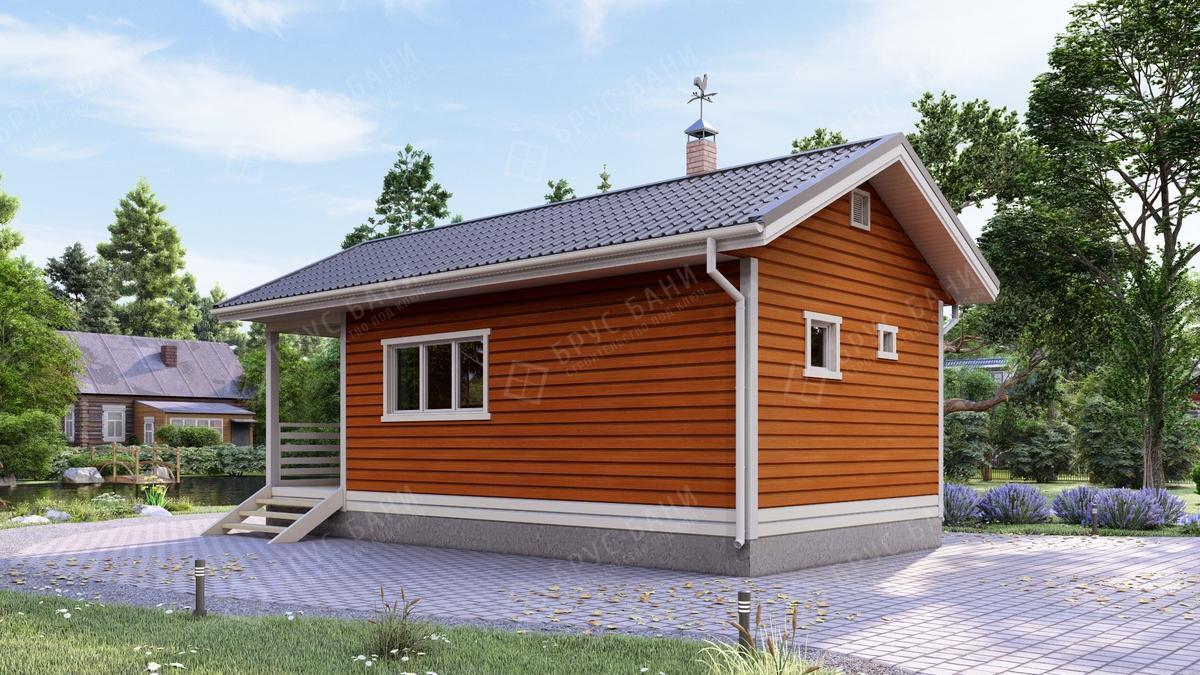Баня из бруса 4.5x9 - фотография слева