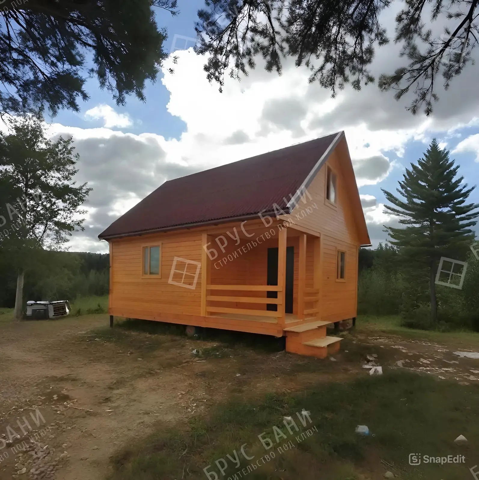 Баня из бруса с террасой