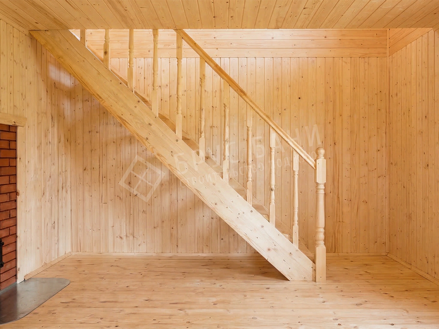 Лестница в бане с балясинами