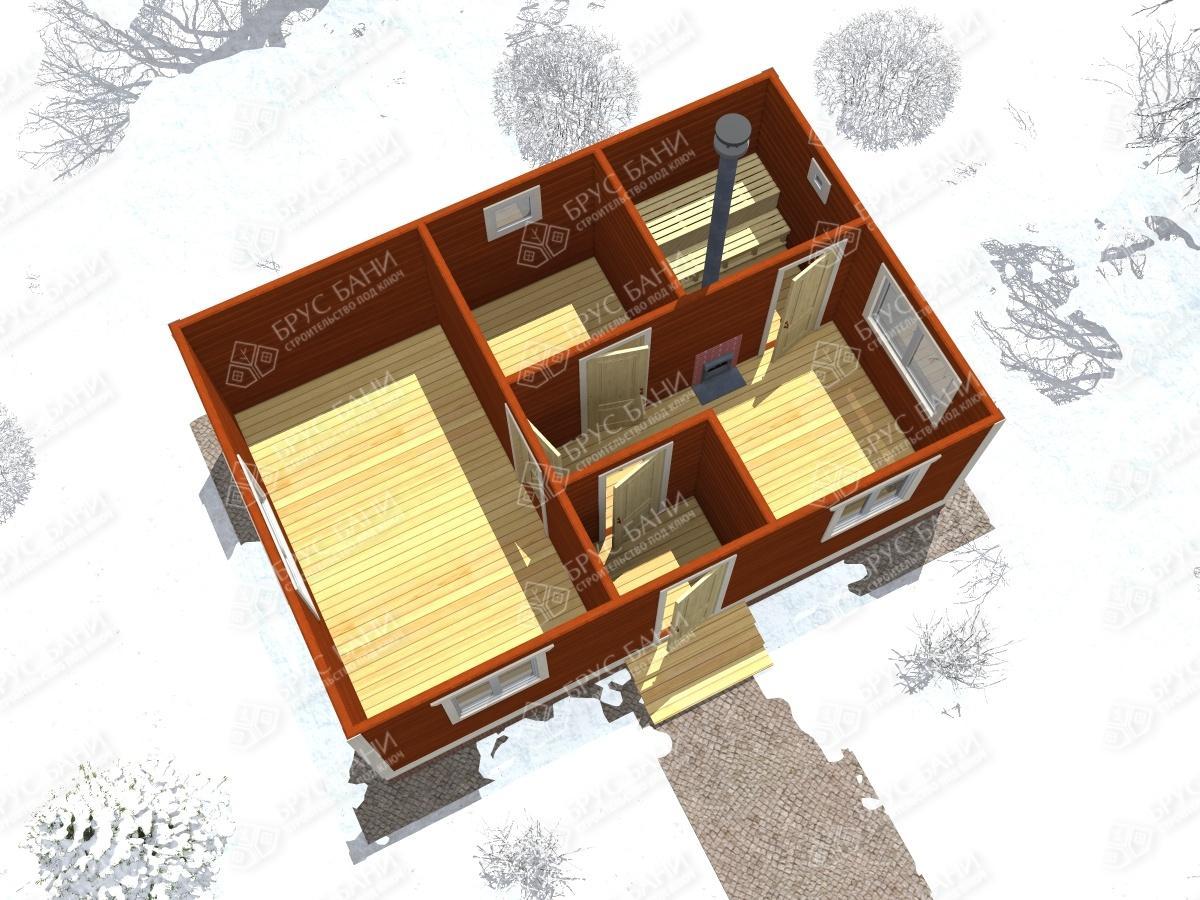 Каркасная баня 5x7 - планировка первого этажа