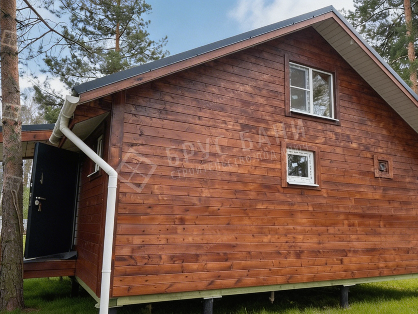 Каркасная баня,вид сзади