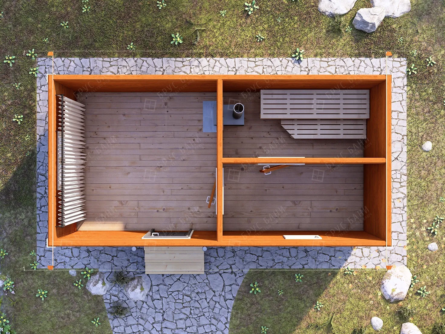 Баня из бруса 3x6 - планировка первого этажа