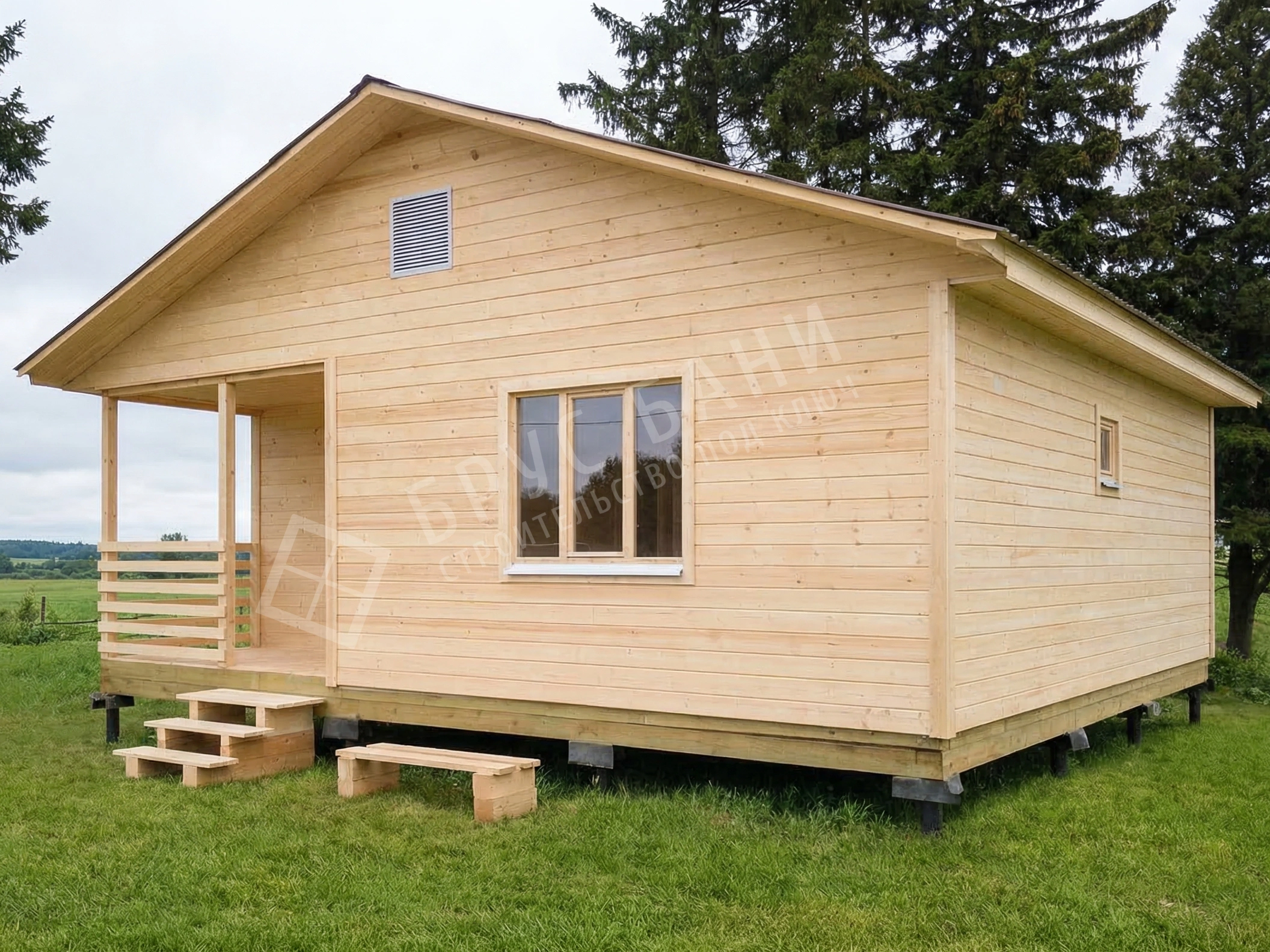 Каркасная баня вид сбоку