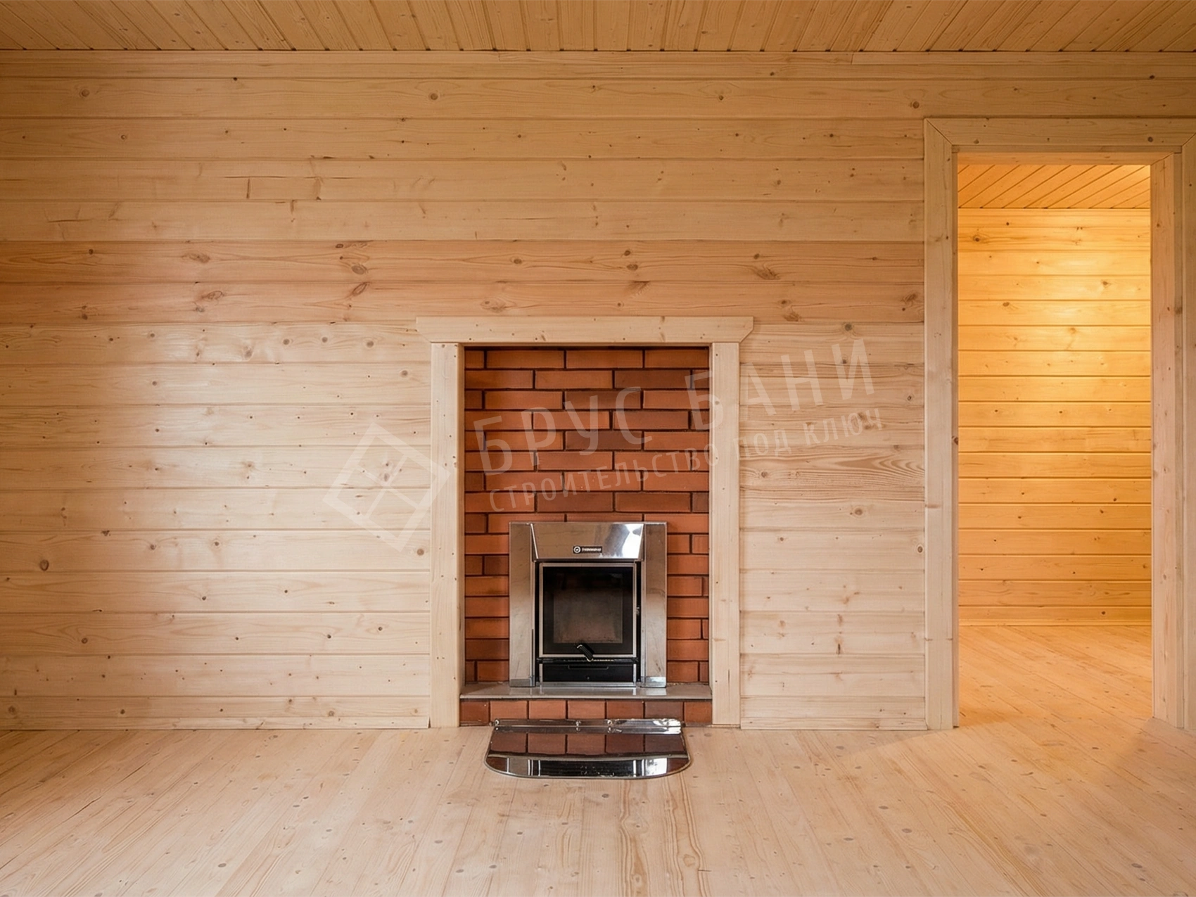 Внутренняя отделка в бане из бруса 6х8,5