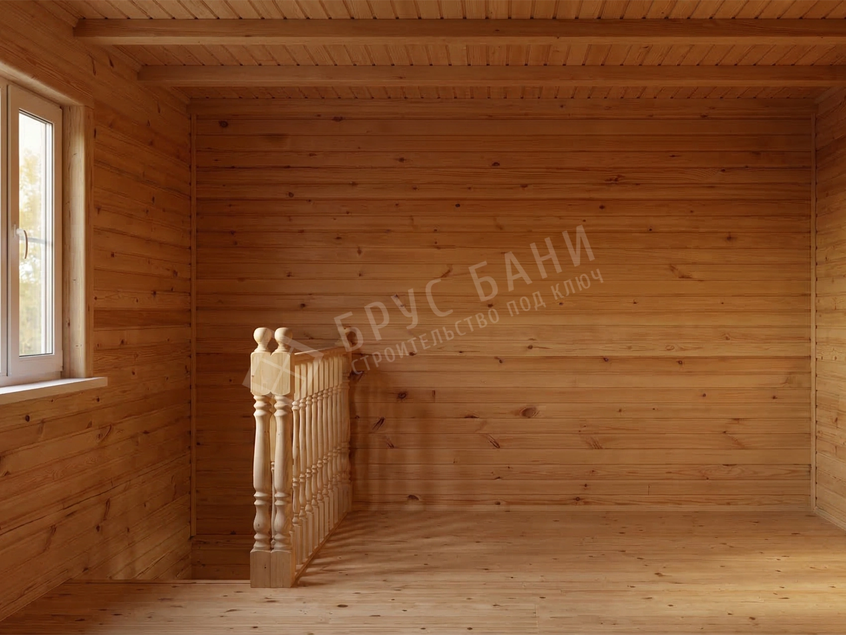 Ограждение второго этажа в бане