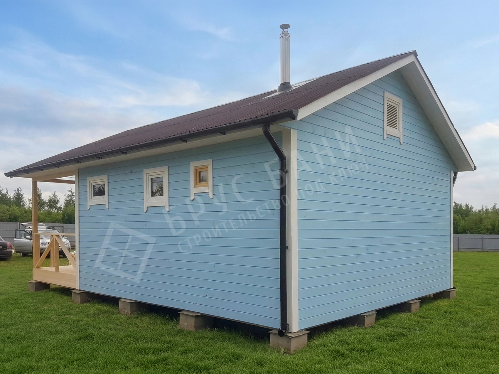 Каркасная баня вид сзади