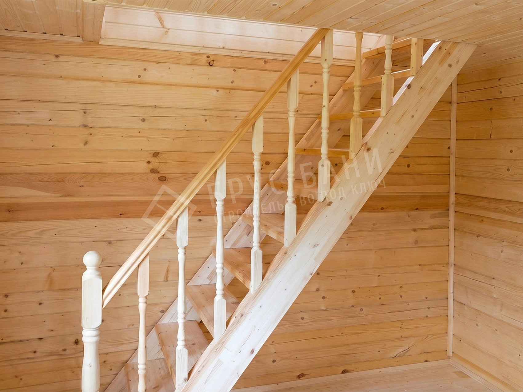 лестница в бане из бруса 6х6