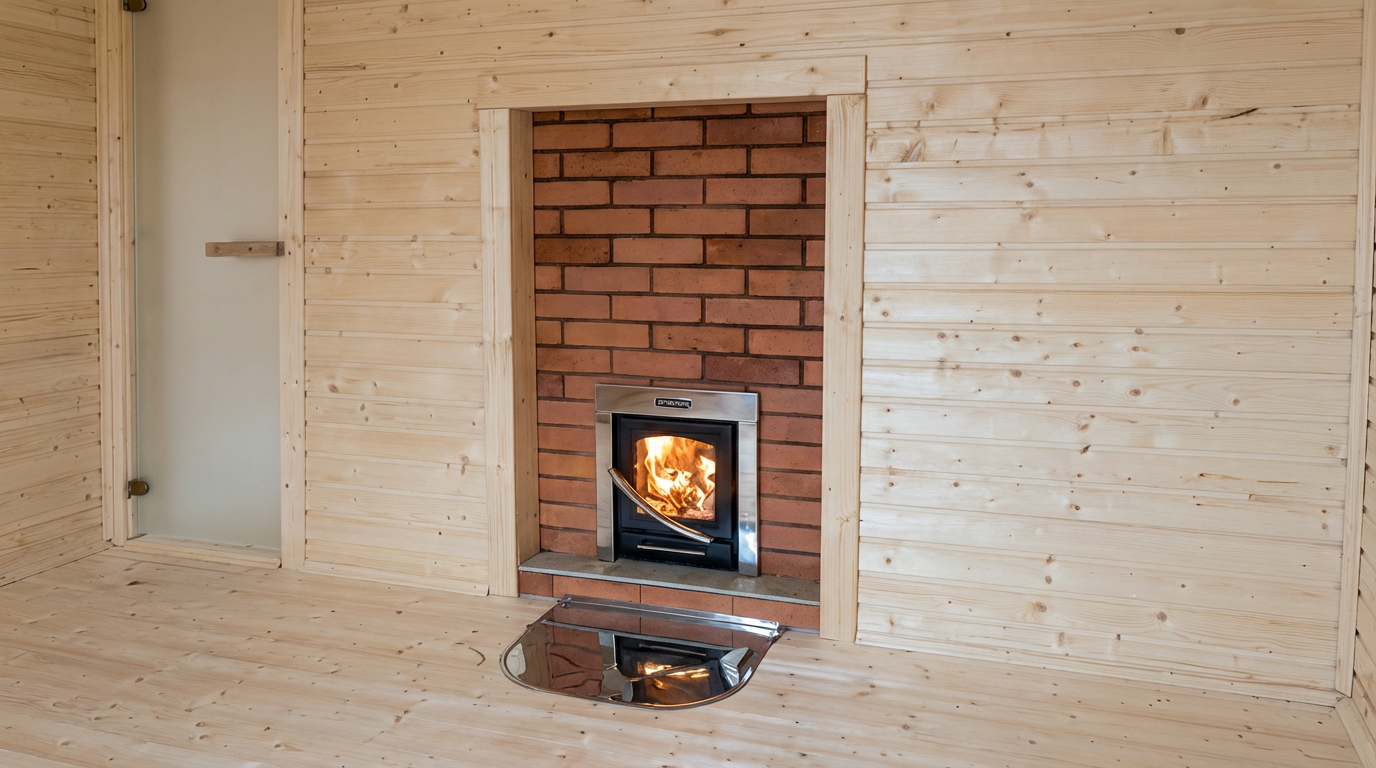 Печной портал в каркасной бане 5х7